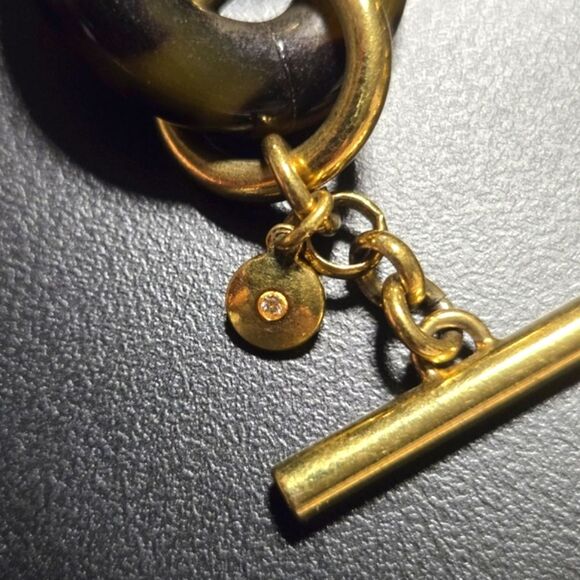 JCrew Brown Chunky Tortoise Acrylic & Goldtone Link Bracelet - Picture 3 of 5